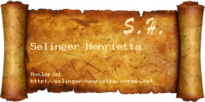 Selinger Henrietta névjegykártya